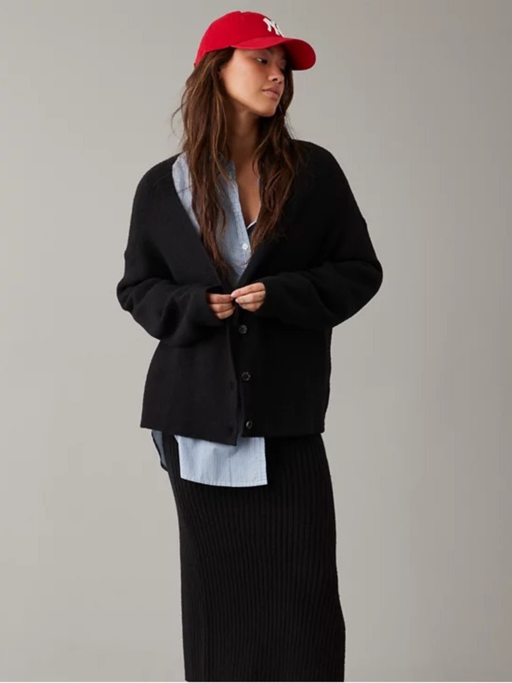 NWOT American Eagle Oversized Button-Front Knit Cardigan - Picture 2 of 12
